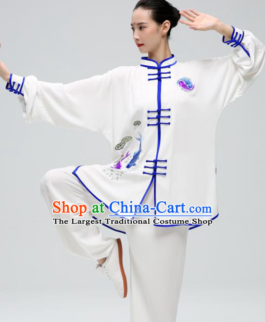 China Martial Arts Garment Costumes Tai Chi Clothing Kung Fu Printing Fish Uniforms Wushu Competition Clothing