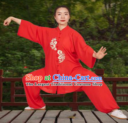Professional Chinese Martial Arts Performance Clothing Kung Fu Training Red Uniforms Tai Chi Competition Suits