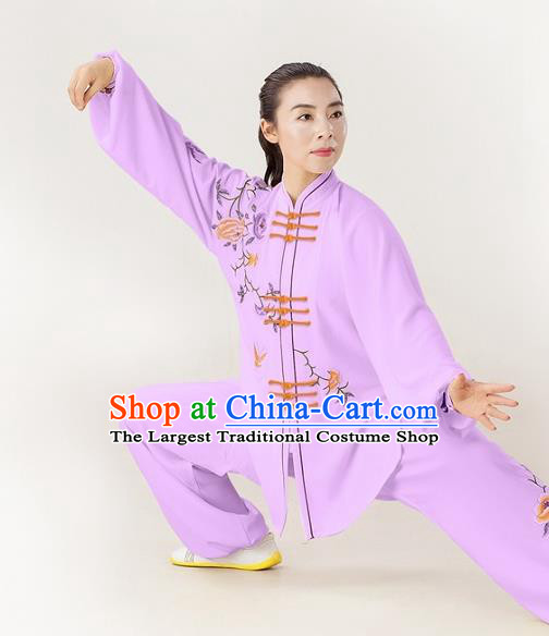 Professional Chinese Martial Arts Competition Clothing Wushu Performance Purple Uniforms Tai Chi Kung Fu Training Suits