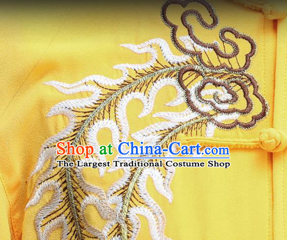 Chinese Kung Fu Competition Costumes Tai Chi Training Uniforms Embroidered Yellow Outfits Martial Arts Clothing