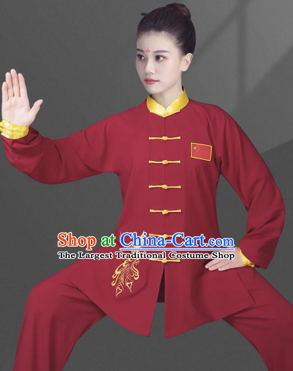 Chinese Martial Arts Clothing Kung Fu Costumes Tai Chi Training Uniforms Wushu Competition Red Outfits