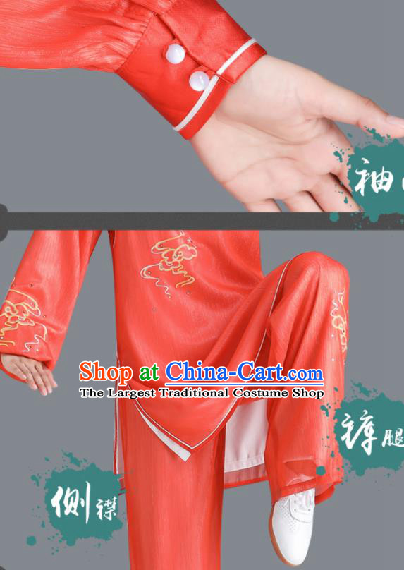 Chinese Tai Chi Training Orange Uniforms Wushu Competition Outfits Martial Arts Clothing Kung Fu Costumes