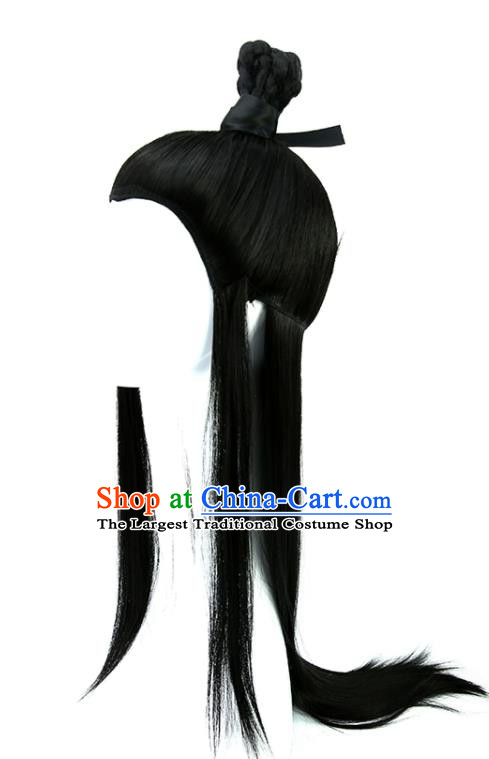 Handmade Chinese Tang Dynasty Prince Wigs Ancient Swordsman Headwear Drama Young Childe Chignon Headdress