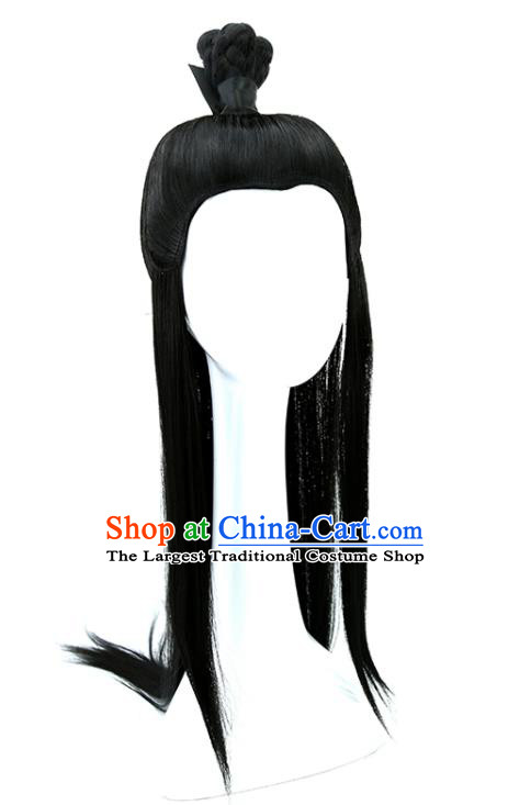 Handmade Chinese Tang Dynasty Prince Wigs Ancient Swordsman Headwear Drama Young Childe Chignon Headdress