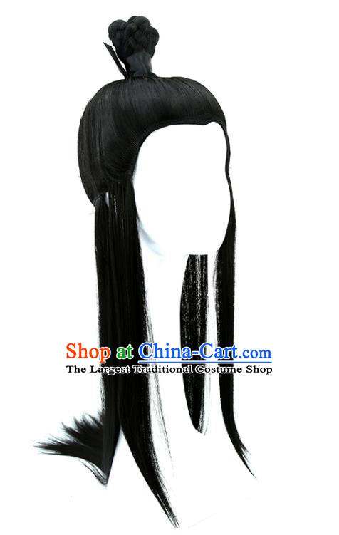 Handmade Chinese Tang Dynasty Prince Wigs Ancient Swordsman Headwear Drama Young Childe Chignon Headdress