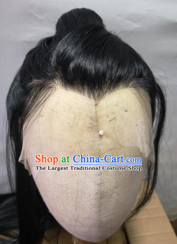 Handmade Chinese Jin Dynasty Childe Front Lace Wigs Ancient Swordsman Headwear Drama The Untamed Wei Wuxian Chignon Headdress