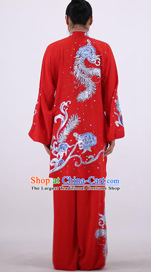 China Kung Fu Performance Costumes Tai Chi Uniforms Wushu Group Competition Clothing Martial Arts Embroidered Red Outfits