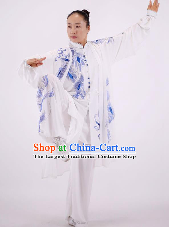 China Tai Chi Group Performance Uniforms Martial Arts Clothing Wushu Competition Outfits Kung Fu White Costumes