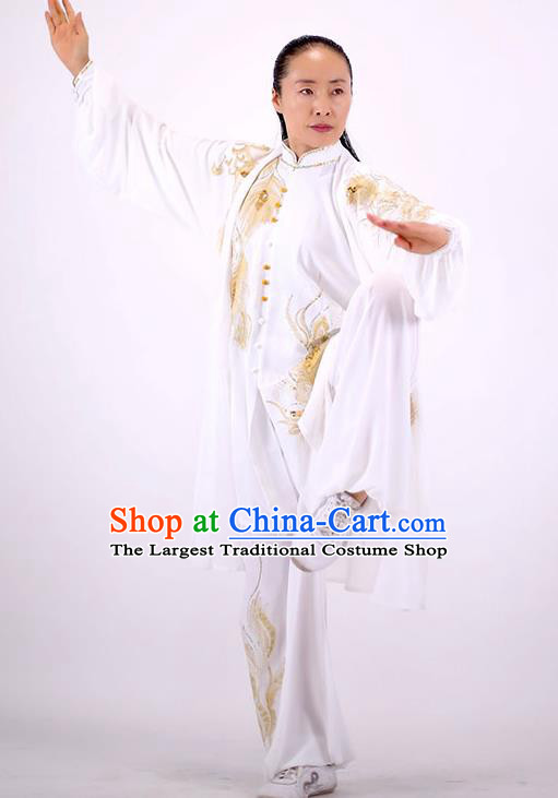 China Tai Chi Performance White Uniforms Martial Arts Clothing Tai Ji Wushu Competition Outfits Kung Fu Costumes