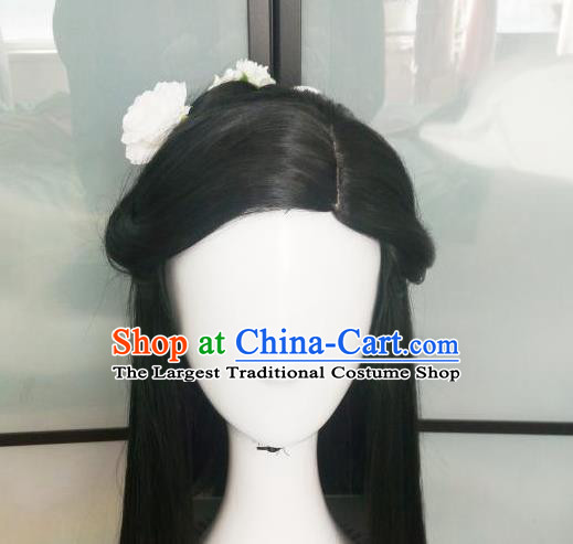 China Ancient Fox Fairy Wigs Traditional Drama Eternal Love Bai Fengjiu Hanfu Chignon Hairpieces Cosplay Princess Wig Sheath