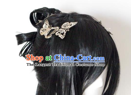 China Ancient Young Lady Wigs Traditional Drama Moonlight Blade Hanfu Chignon Hairpieces Cosplay Female Swordsman Wig Sheath