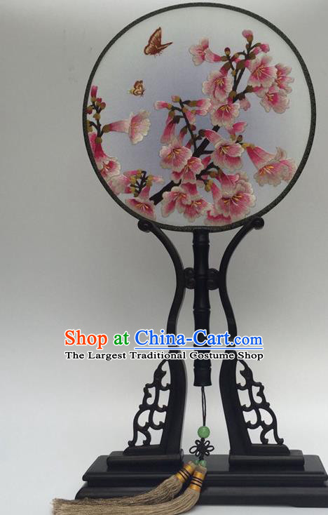 China Traditional Craft Fans Vintage Silk Fan Embroidery Flowers Palace Fan Handmade Silk Round Fan