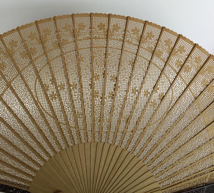 Handmade Chinese Ancient Swordsman Fan Carving Accordion Craft Fans Sandalwood Folding Fan
