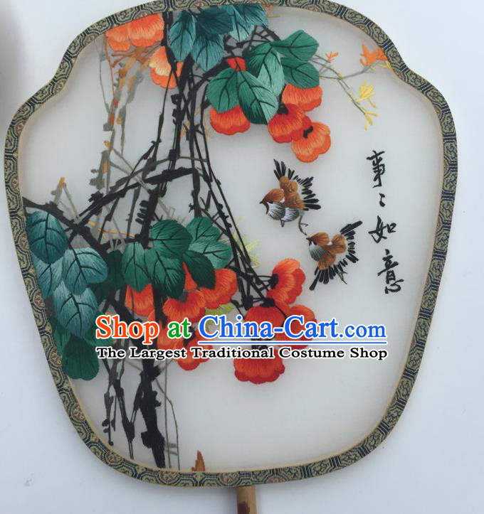 China Vintage Fans Handmade Double Sided Embroidered Palace Fan Ancient Court Fan Traditional Hanfu Silk Fan