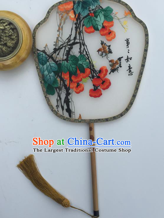China Vintage Fans Handmade Double Sided Embroidered Palace Fan Ancient Court Fan Traditional Hanfu Silk Fan