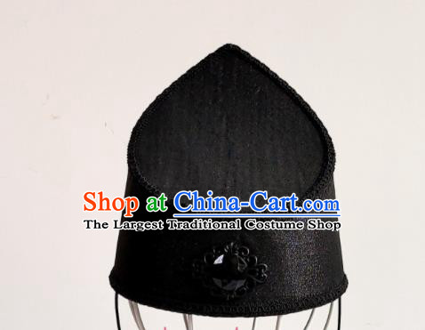 Handmade Chinese Ming Dynasty Swordsman Hair Crown Ancient Eunuch Headwear Drama Traditional Hanfu Black Veil Hat