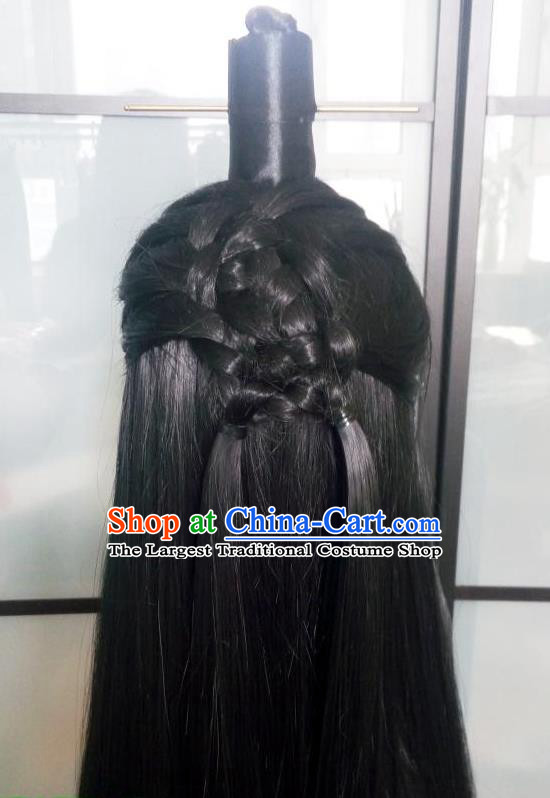 Handmade Chinese Han Dynasty Prince Wigs Ancient Swordsman Headwear Drama Eternal Love Ye Hua Chignon Headdress