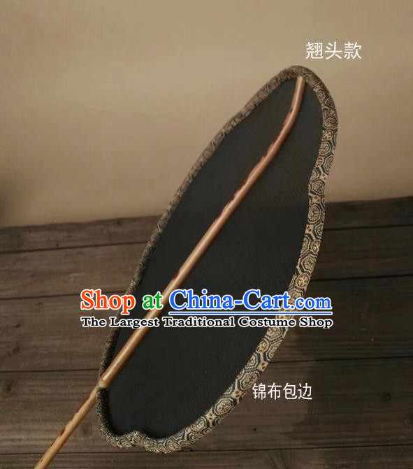 China Vintage Palace Fan Handmade Court Fan Ancient Hanfu Princess Fans Traditional Song Dynasty Black Silk Fan