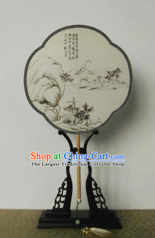 China Handmade Ink Painting Silk Fan Ancient Princess Fans Traditional Hanfu Fan Vintage Suzhou Palace Fan