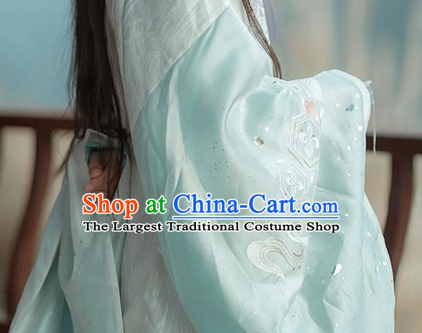 China Traditional Ming Dynasty Prince Blue Hanfu Robe Clothing Ancient Noble Childe Historical Garment Costume for Men