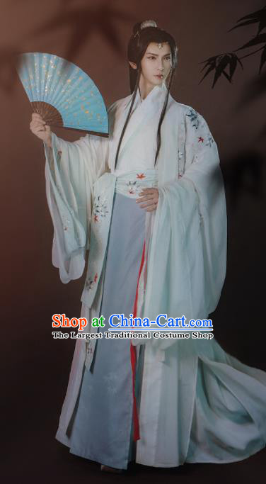China Ancient Historical Garments Traditional Hanfu Apparels Jin Dynasty Young Swordsman Hanfu Clothing Complete Set