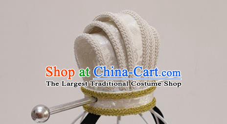 Handmade Chinese Three Kingdoms Prince White Hair Crown Ancient Military Counsellor Headwear Drama Traditional Hanfu Zhuge Liang Hairpin Headpiece