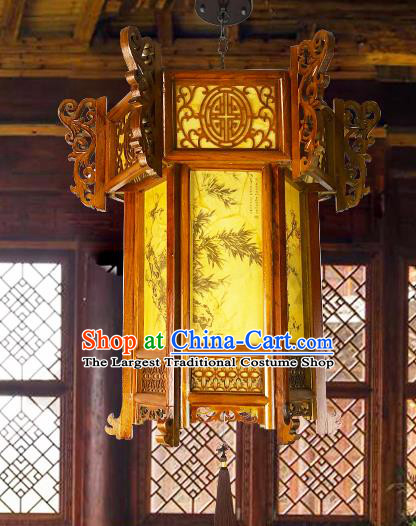China Wood Carving Lamp Traditional Festival Hanging Lantern Classical Lanterns Handmade Hexagon Palace Lantern