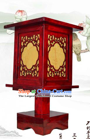 Handmade Chinese Parchment Desk Lamp Wood Carving Lantern Classical Table Lanterns