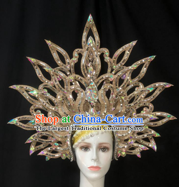 Handmade Cosplay Queen Deluxe Hair Accessories Halloween Stage Show Hat Brazil Parade Giant Headdress Rio Carnival Royal Crown