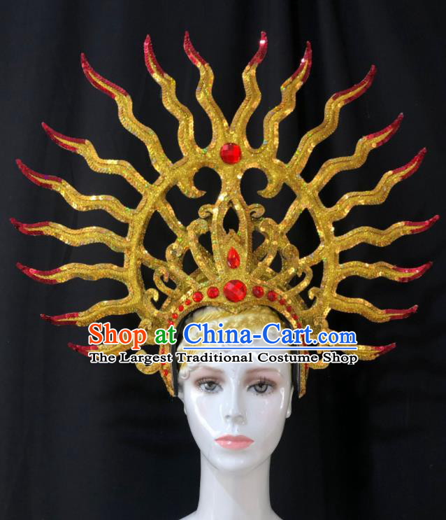 Handmade Samba Dance Deluxe Hair Accessories Easter Parade Headpiece Halloween Cosplay Giant Royal Crown Brazil Carnival Headdress