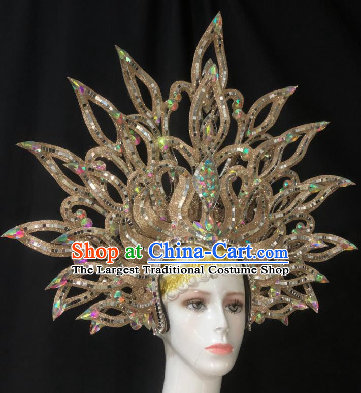 Handmade Cosplay Queen Deluxe Hair Accessories Halloween Stage Show Hat Brazil Parade Giant Headdress Rio Carnival Royal Crown