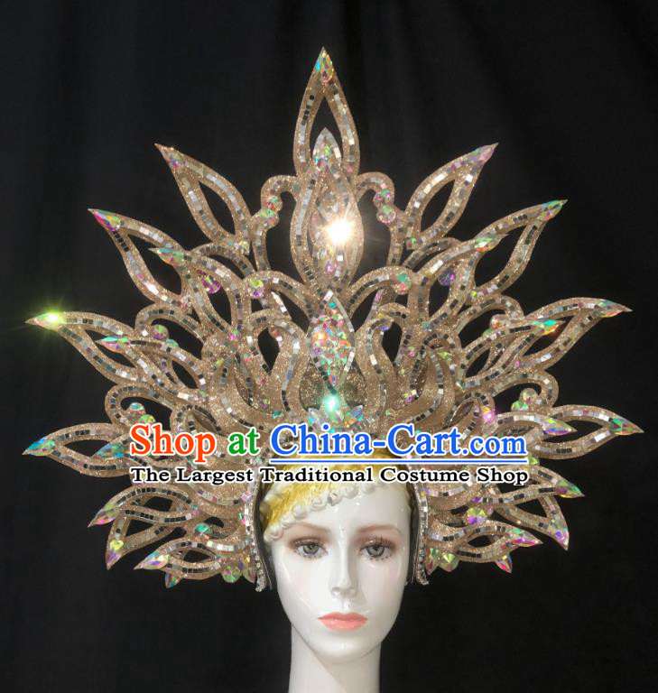 Handmade Cosplay Queen Deluxe Hair Accessories Halloween Stage Show Hat Brazil Parade Giant Headdress Rio Carnival Royal Crown