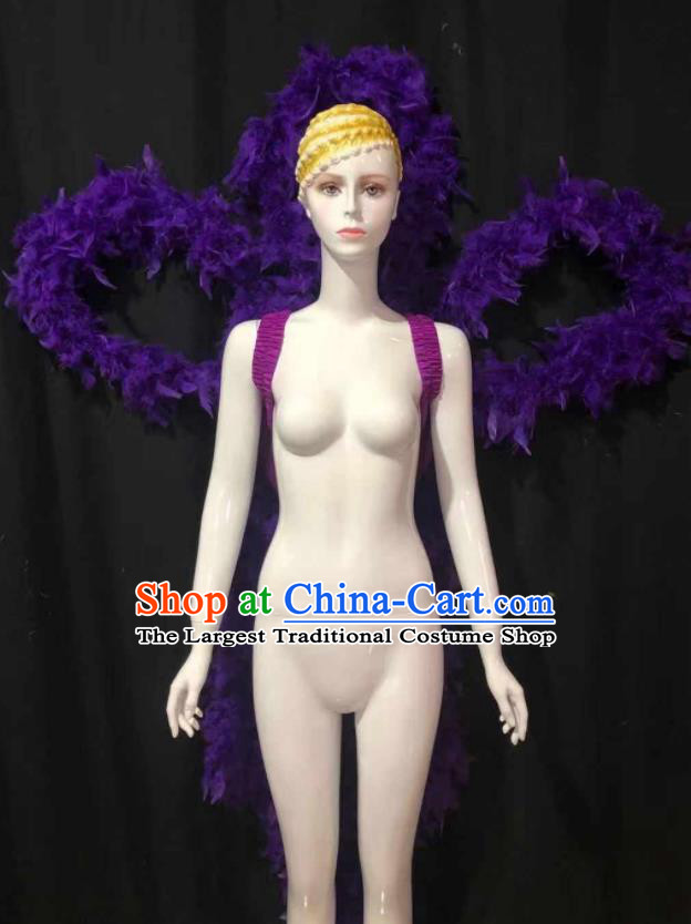 Professional Brazilian Carnival Parade Props Samba Dance Purple Feathers Decorations Catwalks Deluxe Butterfly Wings Back Accessories