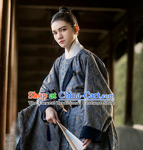 China Tang Dynasty Historical Clothing Traditional Garment Costume Ancient Swordsman Hanfu Round Collar Robe