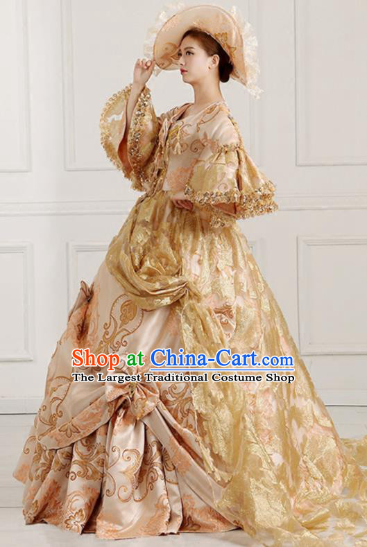 Custom European Court Woman Fashion Drama Trailing Dress Europe Princess Clothing Western Vintage Full Dress