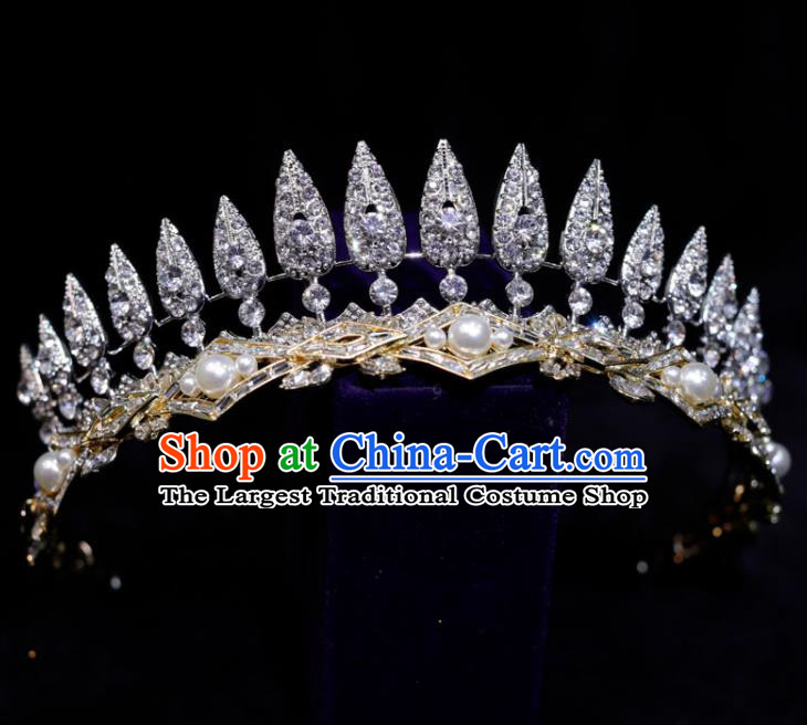 Top Grade Baroque Princess Hair Accessories Wedding Tiara Bride Zircon Headpiece Handmade Crystal Royal Crown