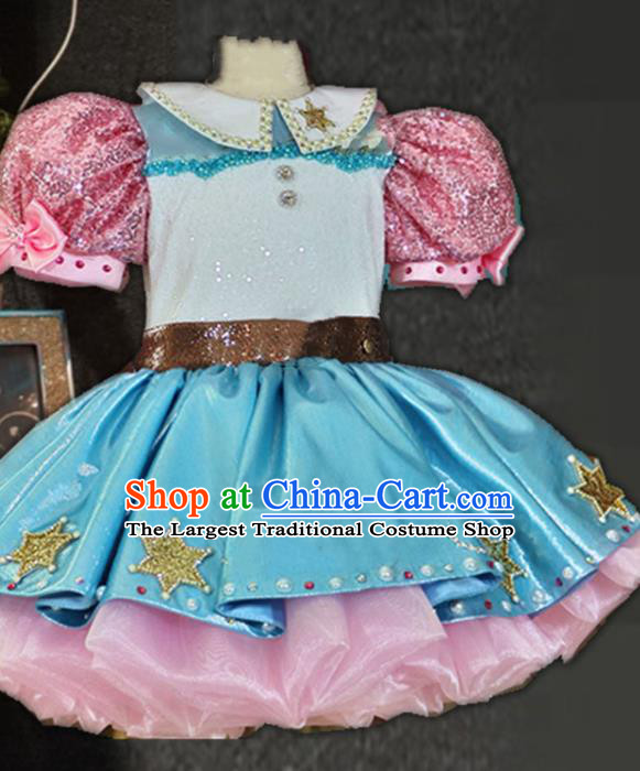 Top Children Day Performance Clothing Girl Chorus Garment Catwalks Evening Dress Stage Performance Fashion