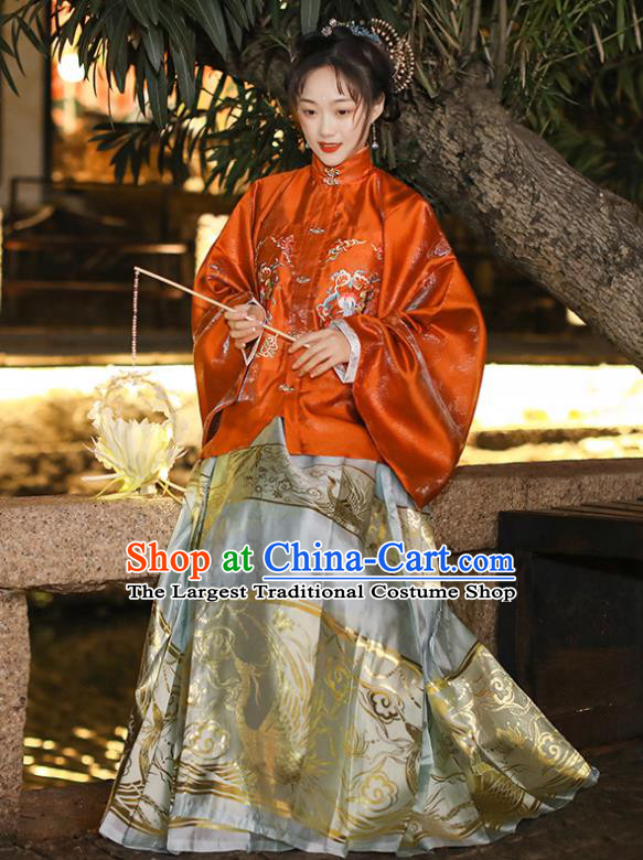 China Ancient Patrician Lady Hanfu Dress Ming Dynasty Princess Embroidered Costumes Traditional Female Historical Clothing
