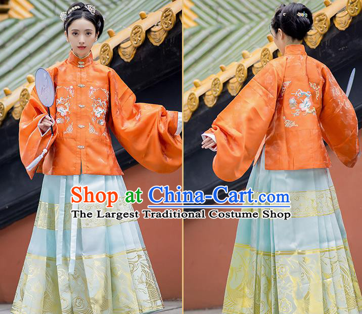 China Ancient Patrician Lady Hanfu Dress Ming Dynasty Princess Embroidered Costumes Traditional Female Historical Clothing