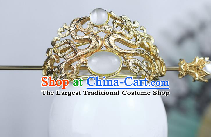 China Ancient King Hairdo Crown Classical Hanfu Headpieces Handmade Hair Accessories Traditional Ming Dynasty Swordsman Hairpin