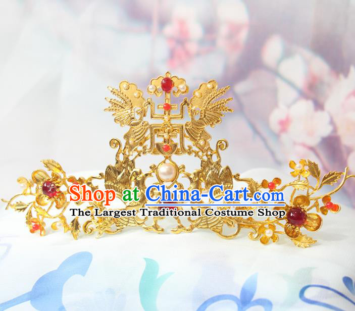 Chinese Traditional Hanfu Hair Accessories Ancient Empress Hair Crown Classical Wedding Tassel Hairpins Handmade Ming Dynasty Headpieces