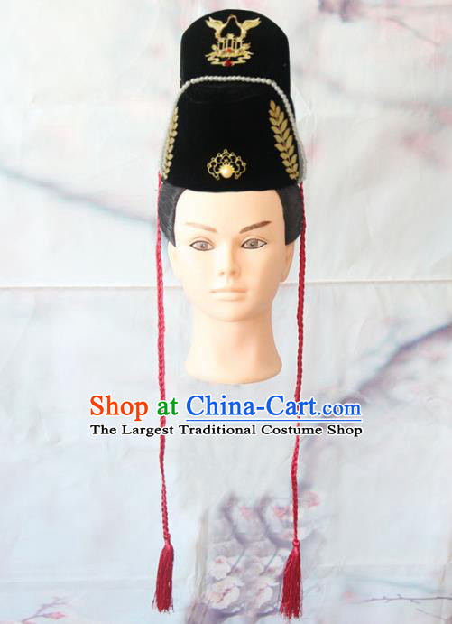 China Ancient Swordsman Hat Handmade Fly Fish Cloth Hair Accessories Traditional Ming Dynasty Imperial Guard Headwear