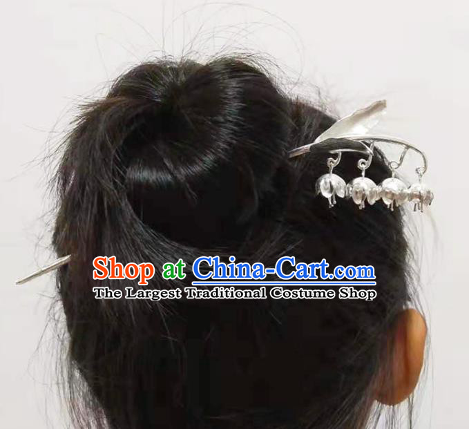 Chinese Classical Hair Stick Cheongsam Headpiece Traditional Hair Accessories Handmade Silver Convallaria Hairpin