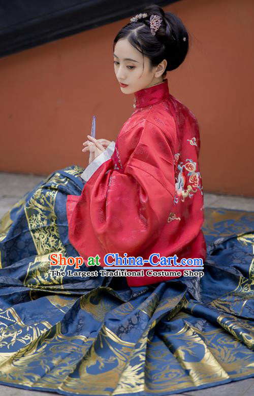 China Ming Dynasty Noble Woman Garment Costumes Traditional Historical Clothing Ancient Hanfu Dress for Rich Female