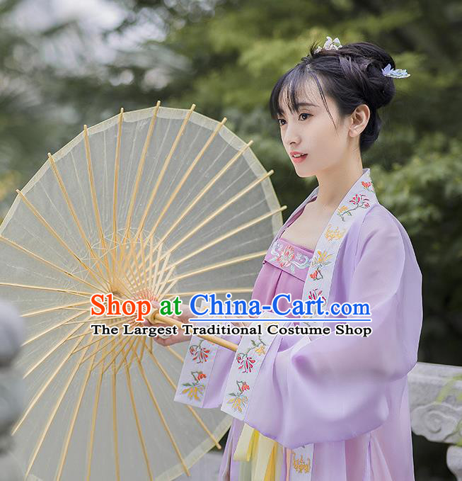 China Ancient Young Beauty Hanfu Dress Song Dynasty Female Garment Costumes Traditional Historical Clothing for Civilian Lady