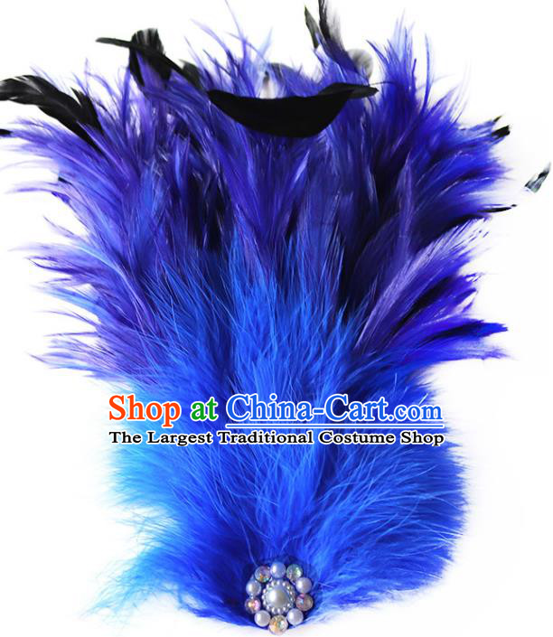 Top Handmade Cosplay Fairy Hair Crown Royalblue Feather Hair Accessories Stage Show Headpiece Dance Headdress