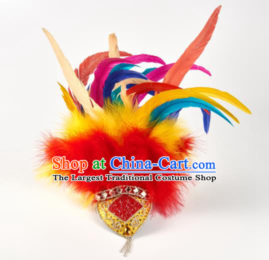 Professional Folk Dance Colorful Feather Hair Stick Girl Stage Performance Hair Crown Classical Dance Hair Accessories