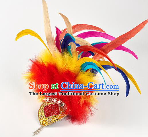 Professional Folk Dance Colorful Feather Hair Stick Girl Stage Performance Hair Crown Classical Dance Hair Accessories