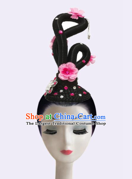 Handmade Chinese Beauty Dance Wigs Chignon Classical Dance Tao Yao Hair Accessories Stage Performance Headpieces