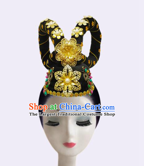 Handmade Chinese Classical Dance Fairy Hair Accessories Stage Performance Hairpieces Woman Flying Apsaras Dance Wigs Chignon